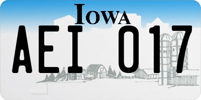 IA license plate AEI017
