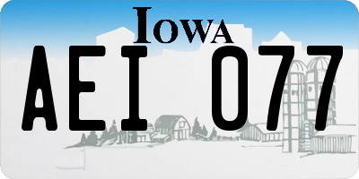 IA license plate AEI077