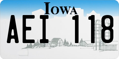 IA license plate AEI118