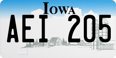 IA license plate AEI205