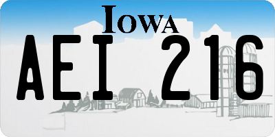 IA license plate AEI216