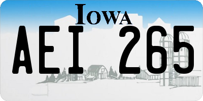 IA license plate AEI265