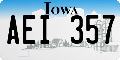 IA license plate AEI357