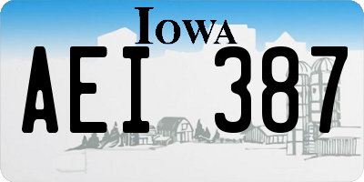 IA license plate AEI387