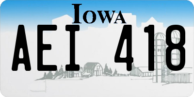 IA license plate AEI418