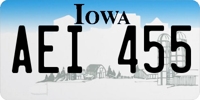 IA license plate AEI455