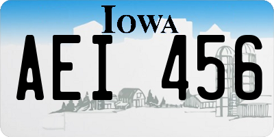 IA license plate AEI456