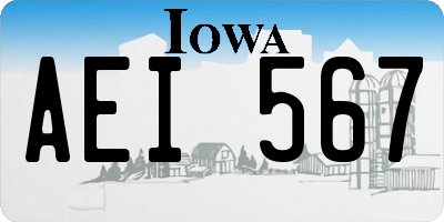 IA license plate AEI567