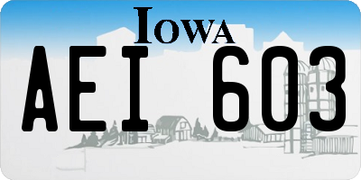 IA license plate AEI603