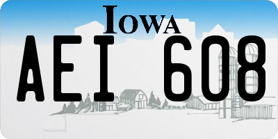 IA license plate AEI608