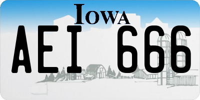 IA license plate AEI666