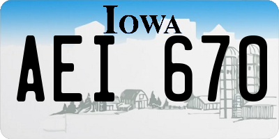 IA license plate AEI670