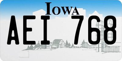 IA license plate AEI768