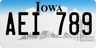 IA license plate AEI789