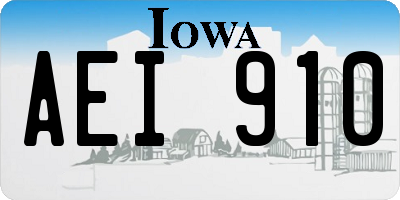 IA license plate AEI910