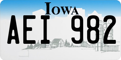 IA license plate AEI982