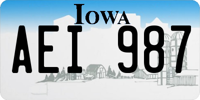 IA license plate AEI987
