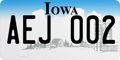 IA license plate AEJ002
