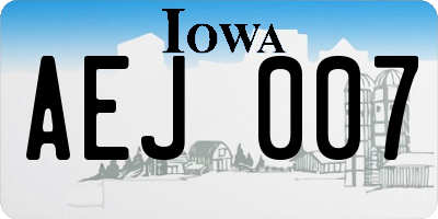 IA license plate AEJ007