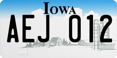 IA license plate AEJ012