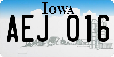 IA license plate AEJ016
