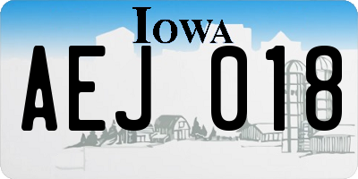 IA license plate AEJ018