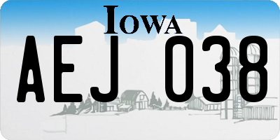 IA license plate AEJ038