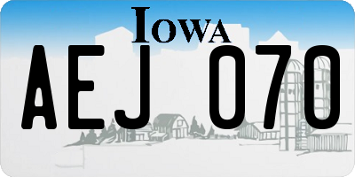 IA license plate AEJ070