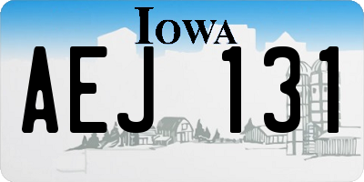 IA license plate AEJ131