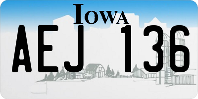 IA license plate AEJ136