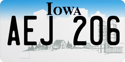 IA license plate AEJ206
