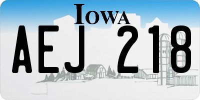 IA license plate AEJ218