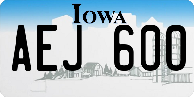 IA license plate AEJ600