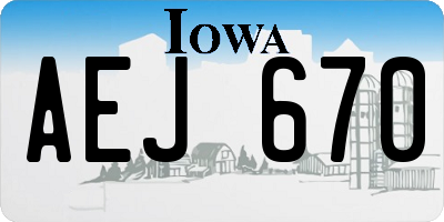 IA license plate AEJ670