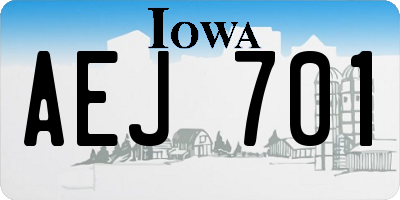 IA license plate AEJ701