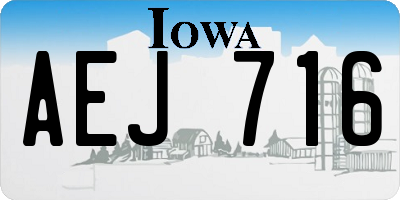 IA license plate AEJ716