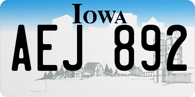 IA license plate AEJ892