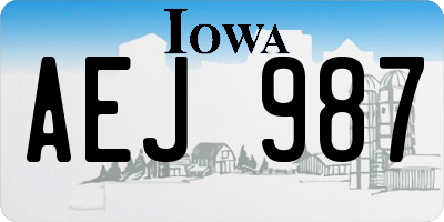 IA license plate AEJ987