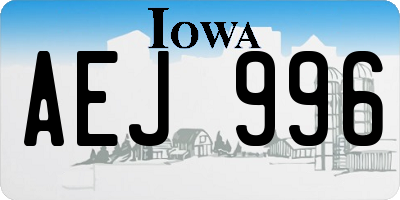 IA license plate AEJ996