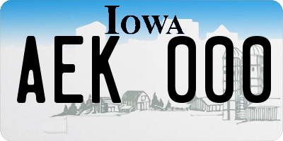 IA license plate AEK000