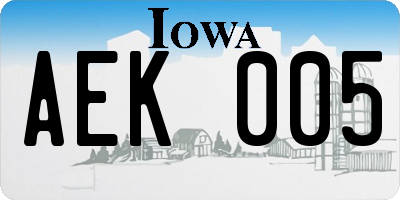 IA license plate AEK005