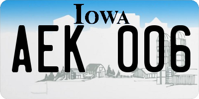 IA license plate AEK006