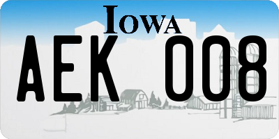 IA license plate AEK008