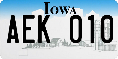 IA license plate AEK010