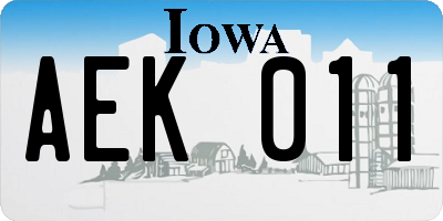IA license plate AEK011