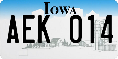 IA license plate AEK014