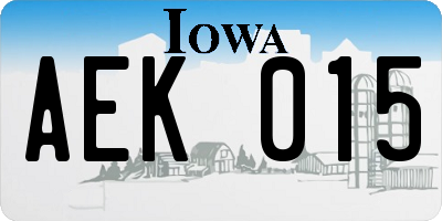 IA license plate AEK015