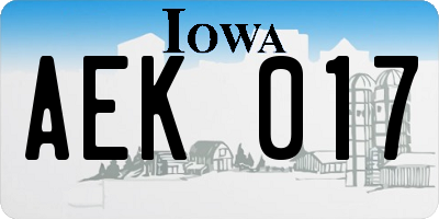 IA license plate AEK017
