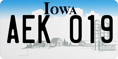 IA license plate AEK019