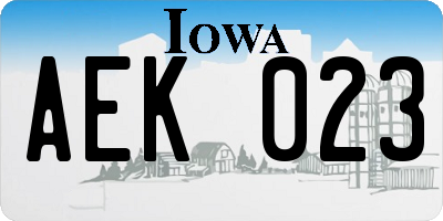 IA license plate AEK023